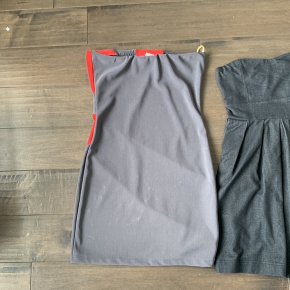 Seductions strapless dress grey and salmon - Picture 4 of 8